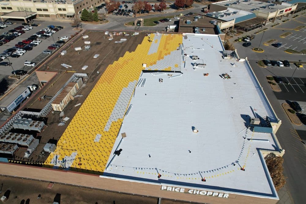 Massive Commercial Roof Installation at Roxana Square Price Chopper